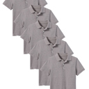 Heather Gray (5-Pack) 20 5-Pack School Uniform Tagless Polo Tshirt for Little Boys & Big Boys